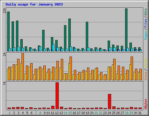 Daily usage for January 2023