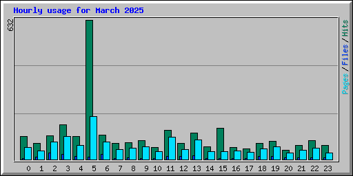 Hourly usage for March 2025